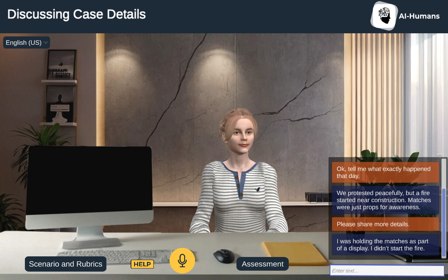 Discussing Case Details with AI Virtual Human for Legal Clarity